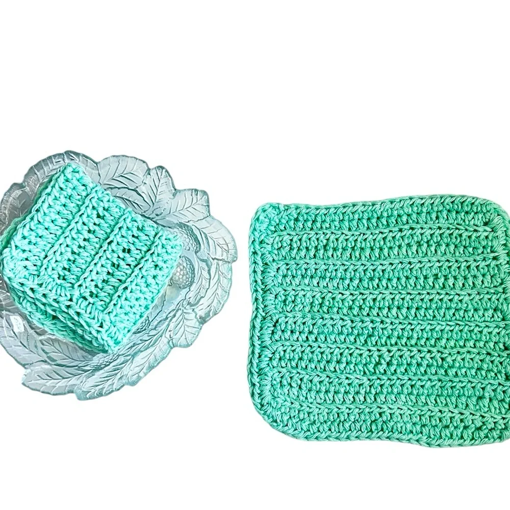 HAND CRAFTED Crocheted Colorful 100% Cotton All Purpose Wash or Dish Cloths